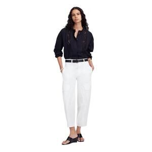 NWT J.Crew White Barrel-Leg Utility Cargo Pants Cotton Twill Size 12